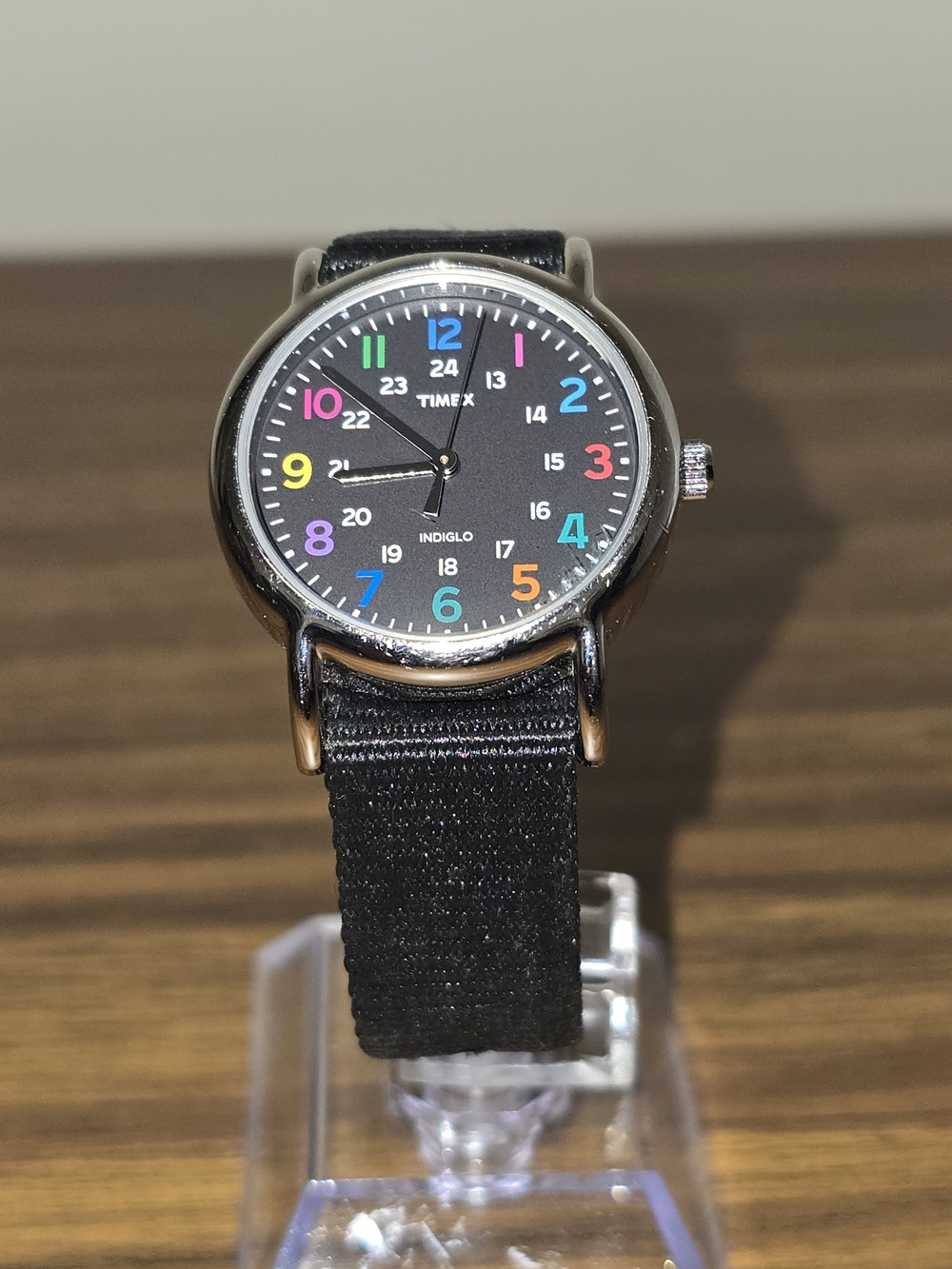 Timex Weekender Colorful Dial Black Strap Watch